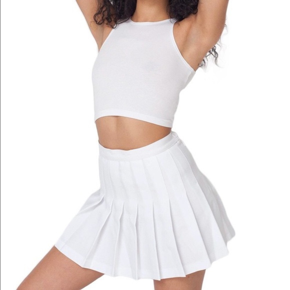 American Apparel White Gabardine Tennis Skirt